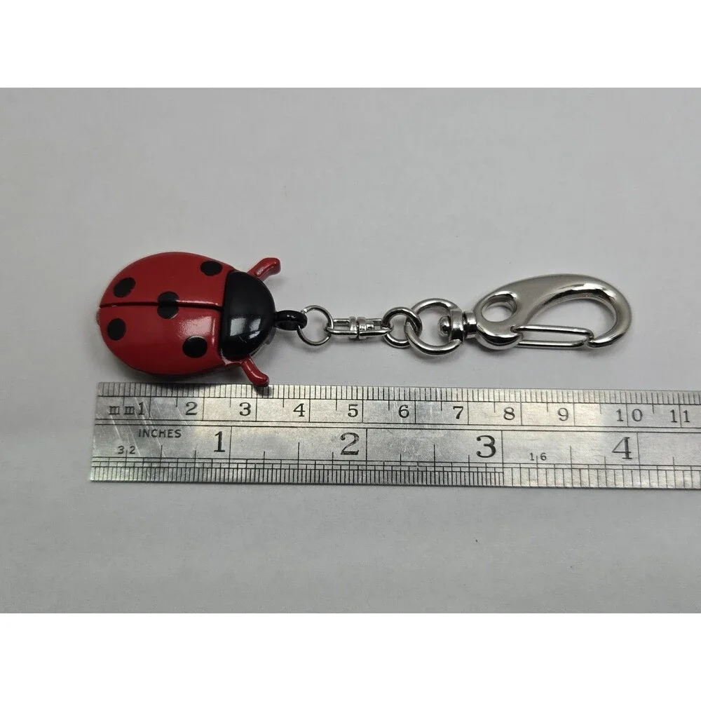 Xanadu Ladybug Keychain Pendant Hidden Dial Watch Wings Red Silver New Battery